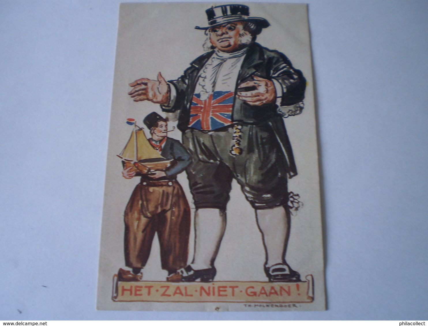 War // Guerre // Caricature - Patriotic // NL /Th. Molkenboer Illustrator / Het Zal Niet 19?? Punaissegaatjes - Pinholes - Oorlog 1939-45