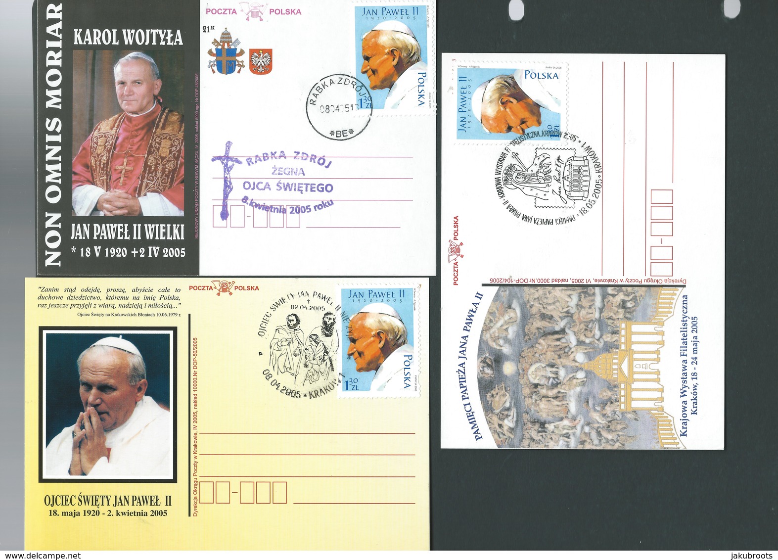 2005. SIX  POSTCARDS  IN  MEMORIAL  TO  POPE  JOHN  PAUL II. - Poland