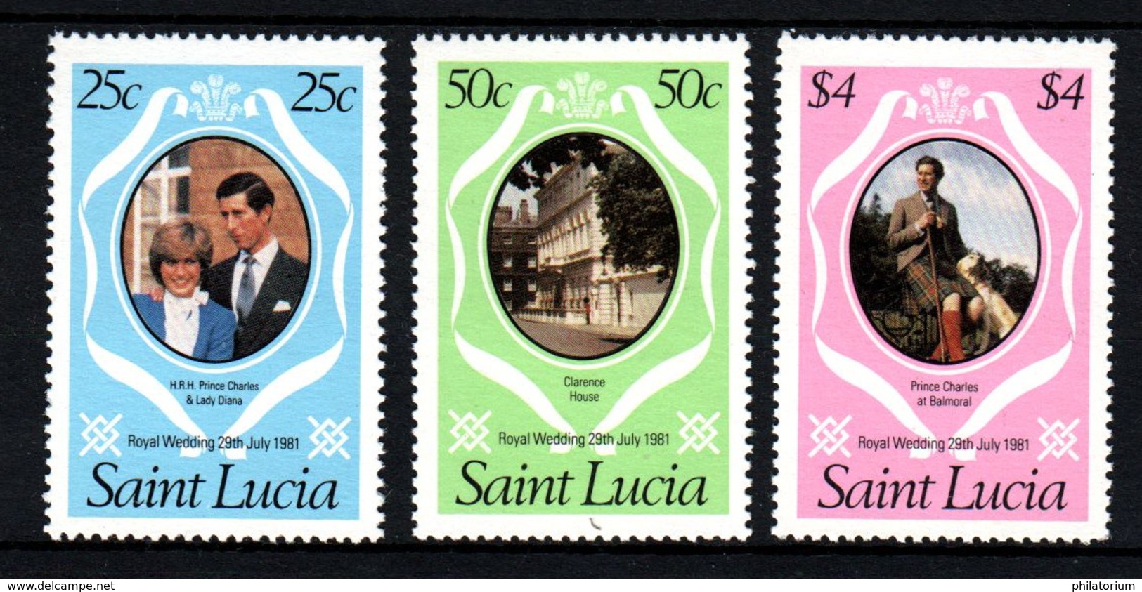 St LUCIA Sainte Lucie  Mariage Prince Charles Lady Diana  Neufs Sans Charnière N° Yv 530 / 532 - St.Lucie (1979-...)