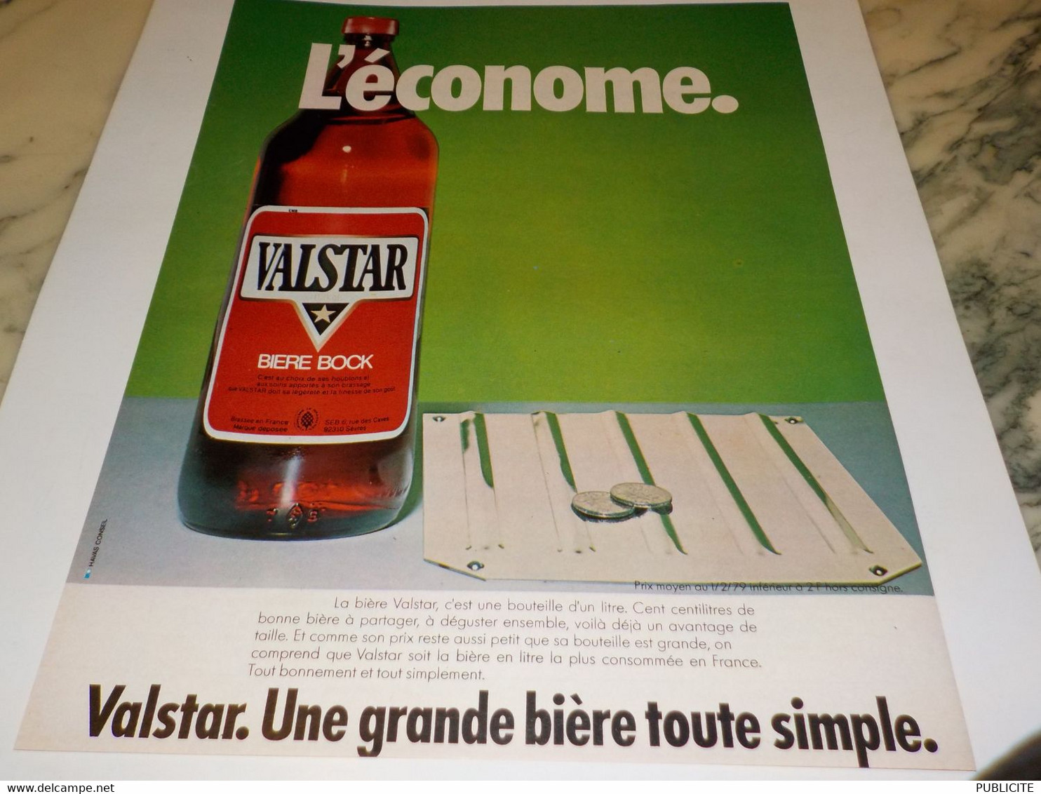 ANCIENNE PUBLICITE  BIERE VALSTAR L ECONOME 1979 - Publicités