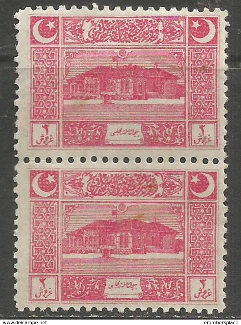 Turkey - 1922  Parliament House 3k (thick Paper) Pair MLH *     Mi 792p  Sc AS103p - Neufs