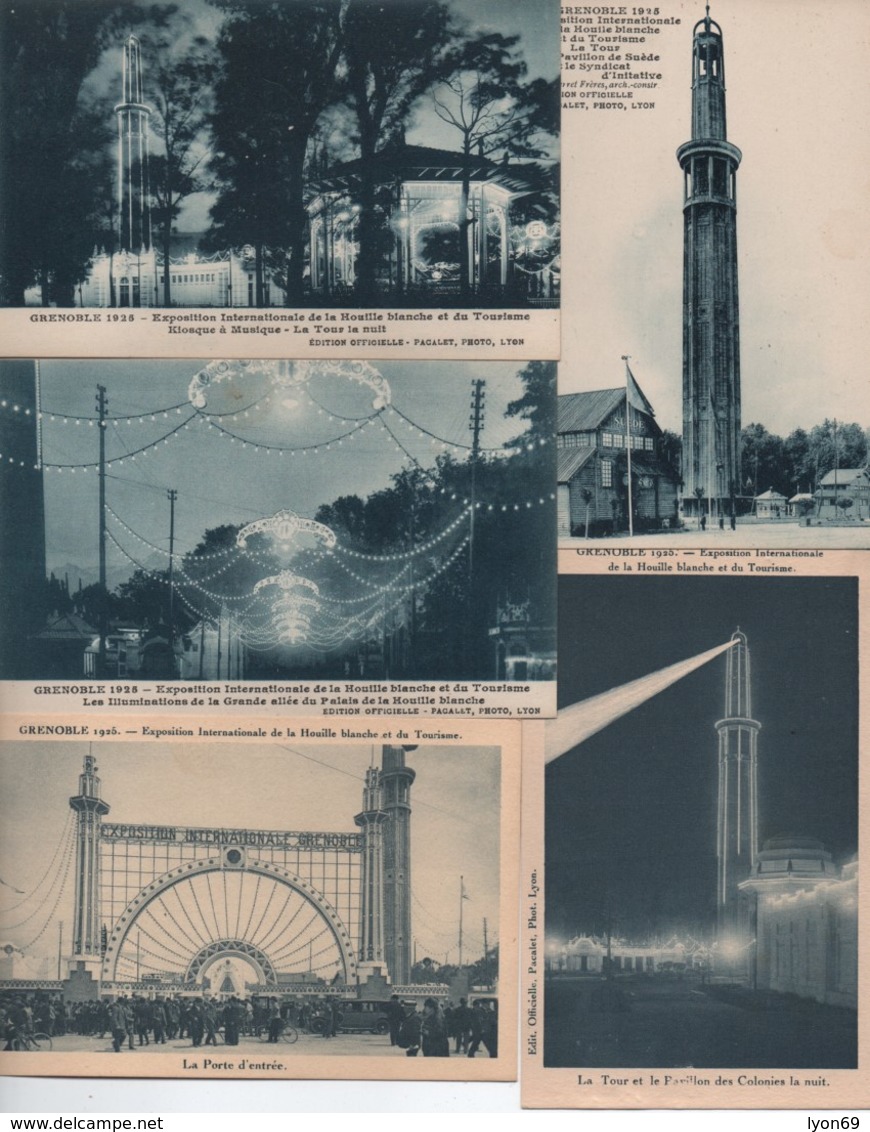 LOT DE P CPA GRENOBLE  1925  EXPOSITION INTERNATIONALE  DE LA HOUILLE BLANCHE ET DU TOURISME DANS POCHETTE FATIGUEE - 5 - 99 Postcards