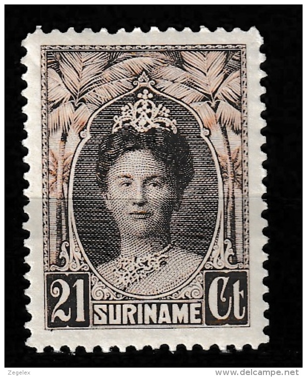 Suriname 1927-1930 Wilhelmina 21 Ct. NVPH 122 MH/*/ongestempeld - Surinam ... - 1975