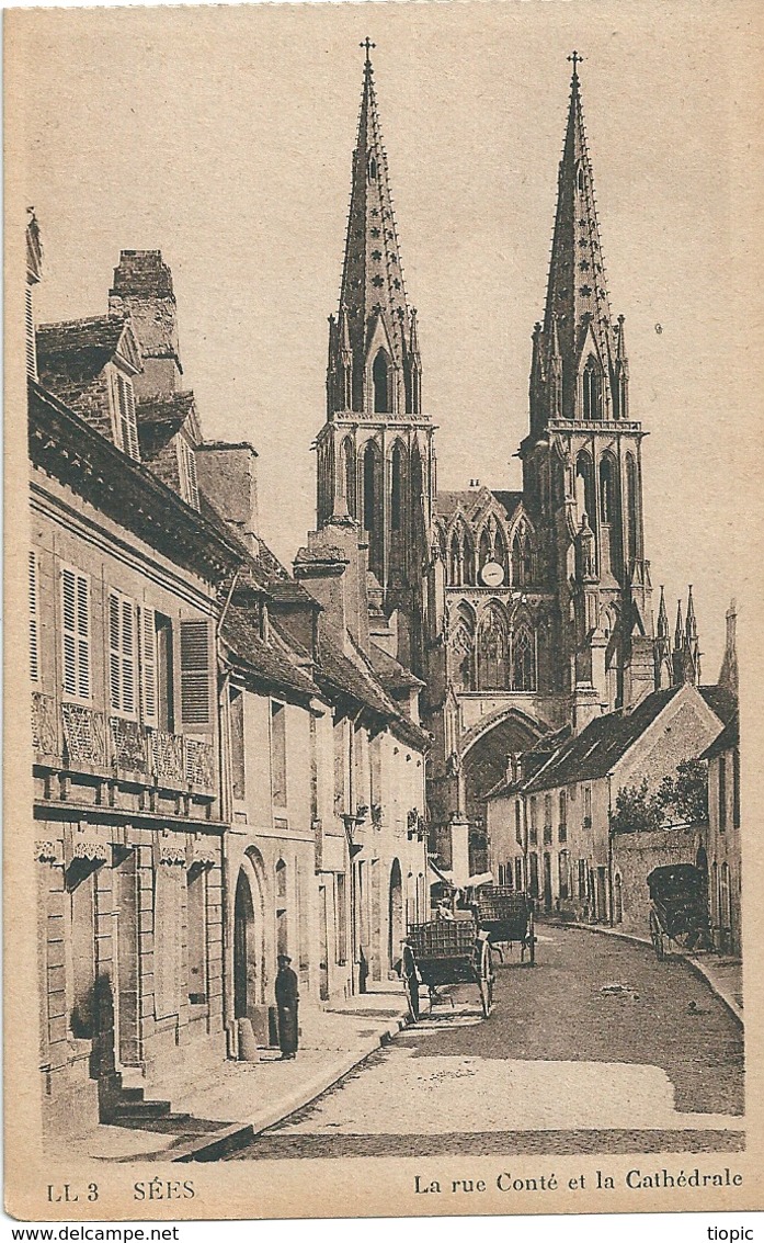 8 Cpa De SEES  ( 61 ) La Rue Loutreuil Et La Providence, Place Du Parquet, La Gare, La Rue Conté Et La Cathédrale, La Ha - Sees