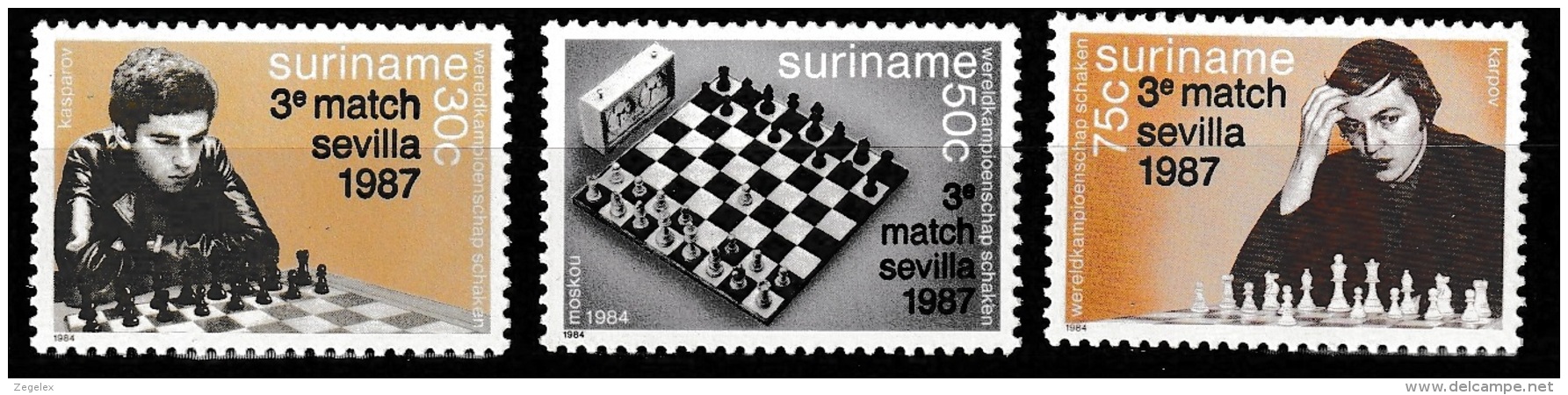 Suriname 1987 Schaakkampioenschappen, Chess, Schaken, Schach, échecs  MNH/**/Postfris - Suriname