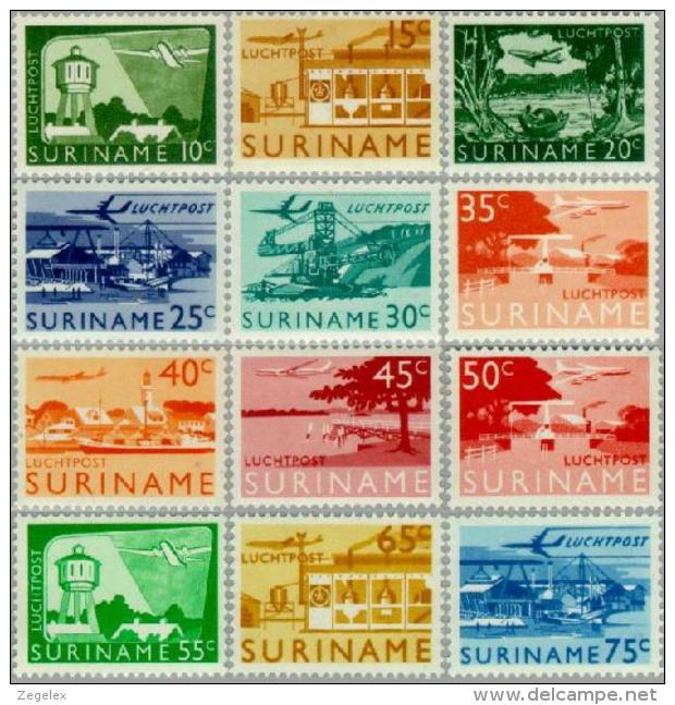 Suriname 1965 Luchtpost NVPH 35-46 Landschappen -ongestempeld - Surinam ... - 1975