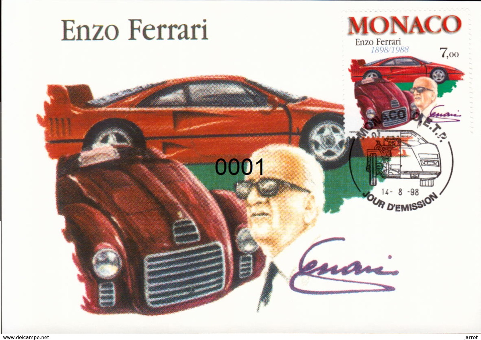 N° 2168 Enzo FERRARI 14/08/1998 - Cartas Máxima