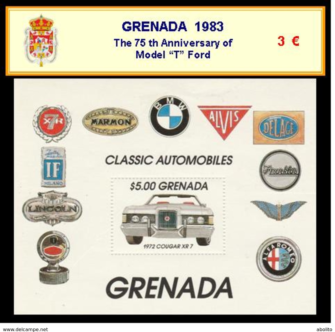 1983 - GRENADA - The 75 Th Anniversary Of  Model “T” Ford - Grenade (1974-...)