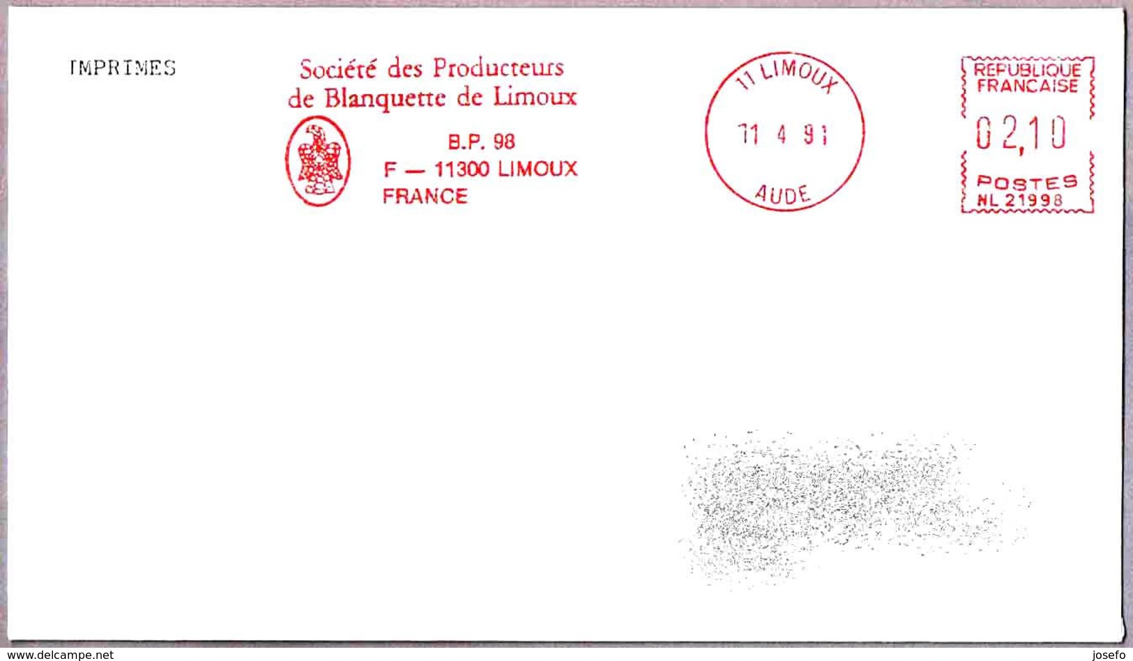 Sociedad De Productores De BLANQUETTE DE LIMOUX - Vino Espumoso - Wine. Limoux 1991 - Vinos Y Alcoholes