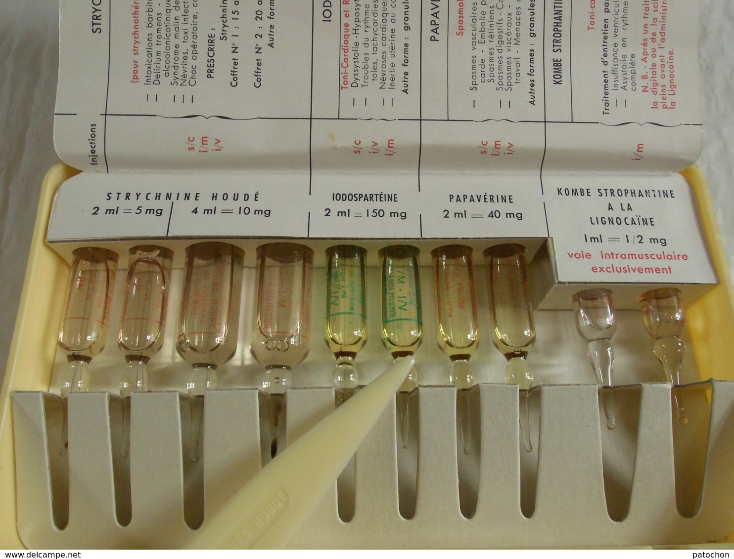 Ampoules pharmaceutique Houdé Strychnine Millot Camphophyline Fortal Pentazicine périmée collection...!