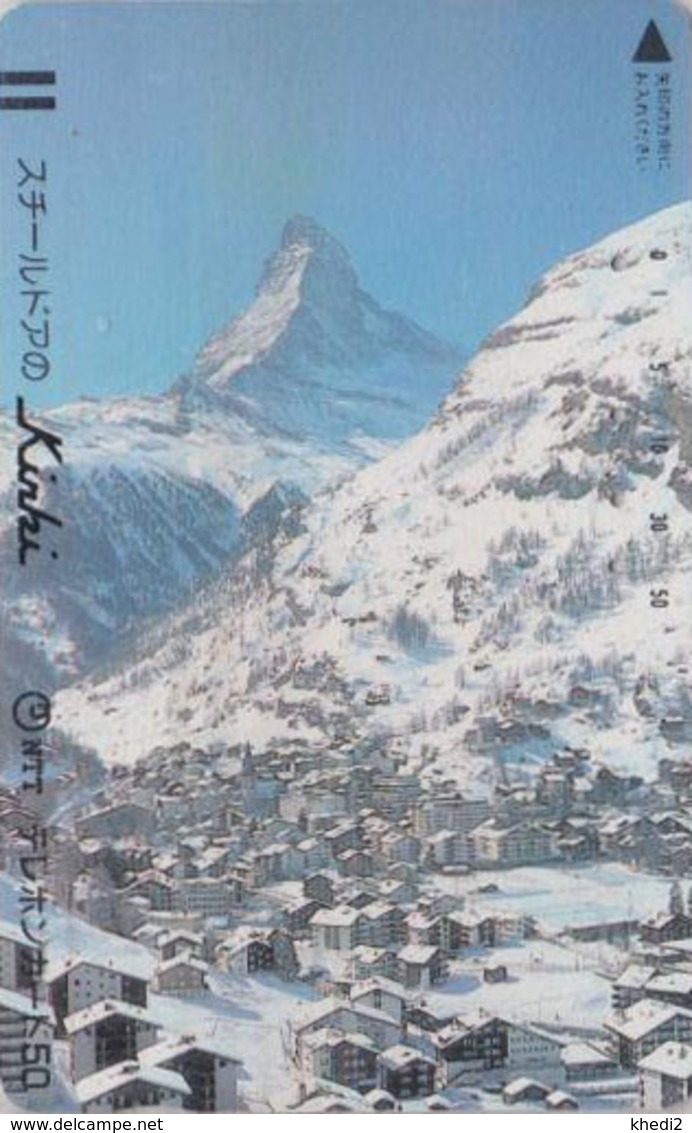 TC Ancienne Japon / 110-011 - SUISSE Montagne MATTERHORN - Mountain Japan Front Bar Phonecard Switzerland - Site 176 - Montagnes