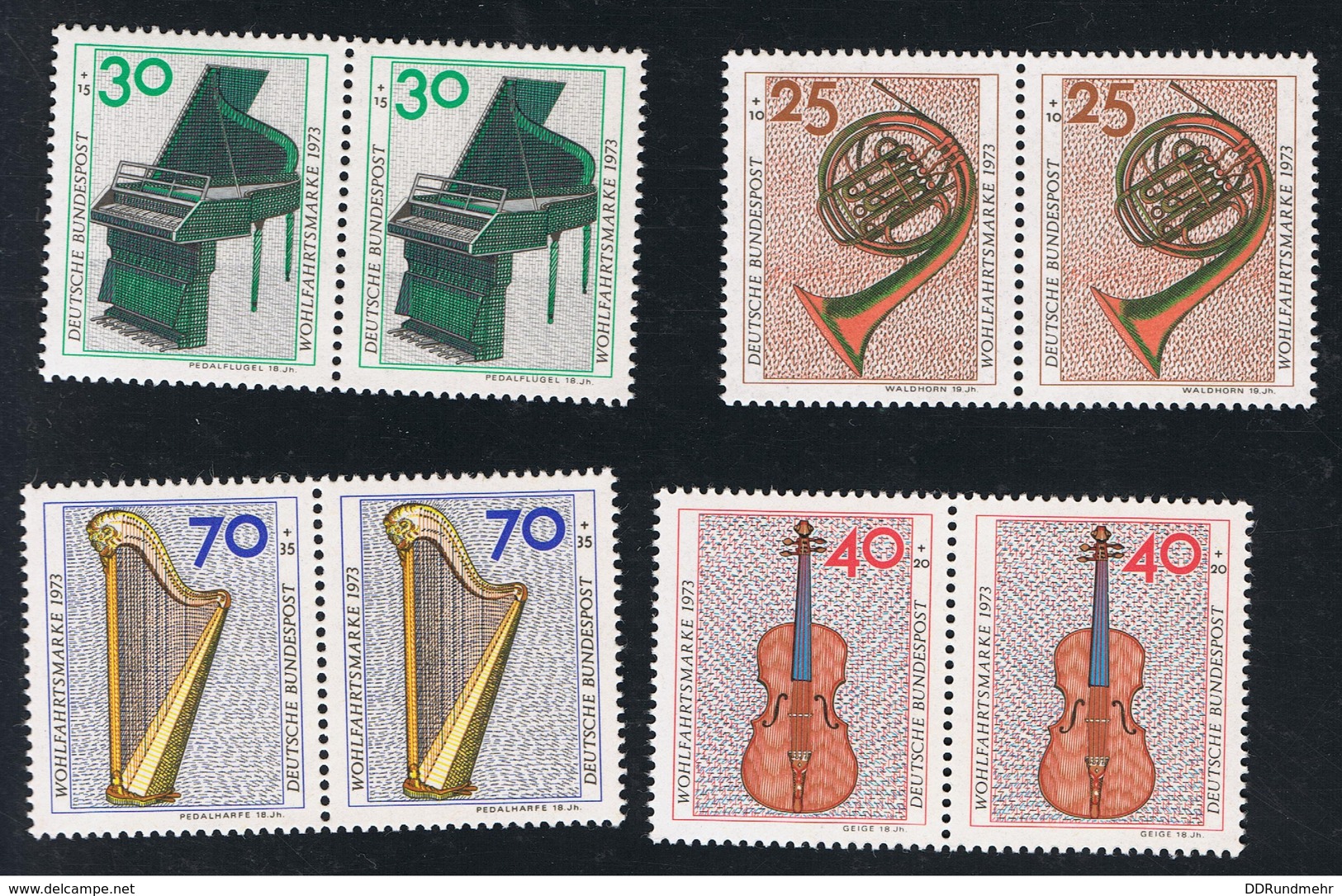 5. Okt.1973 Wohlfahrt Musikinstrumente Postfrisch Xx Paare Michel 782 - 785 - Unused Stamps