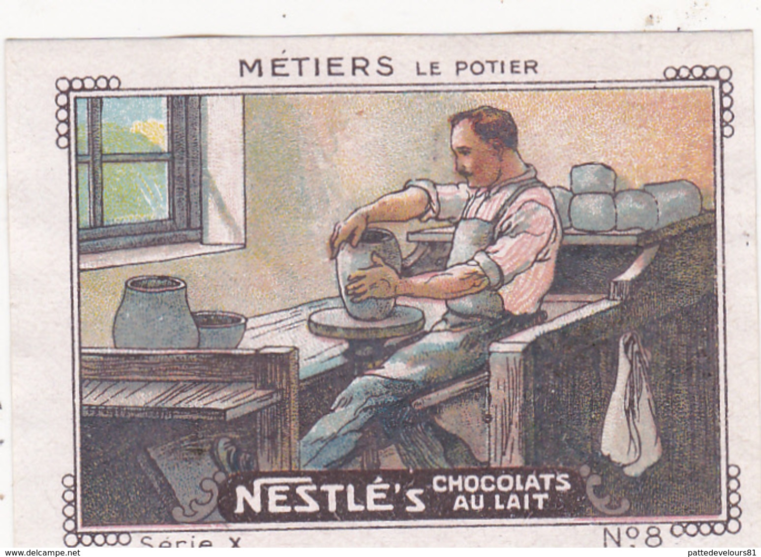 Chromo Publicitaire 4 X 6 Les Métiers Le Potier - Nestlé