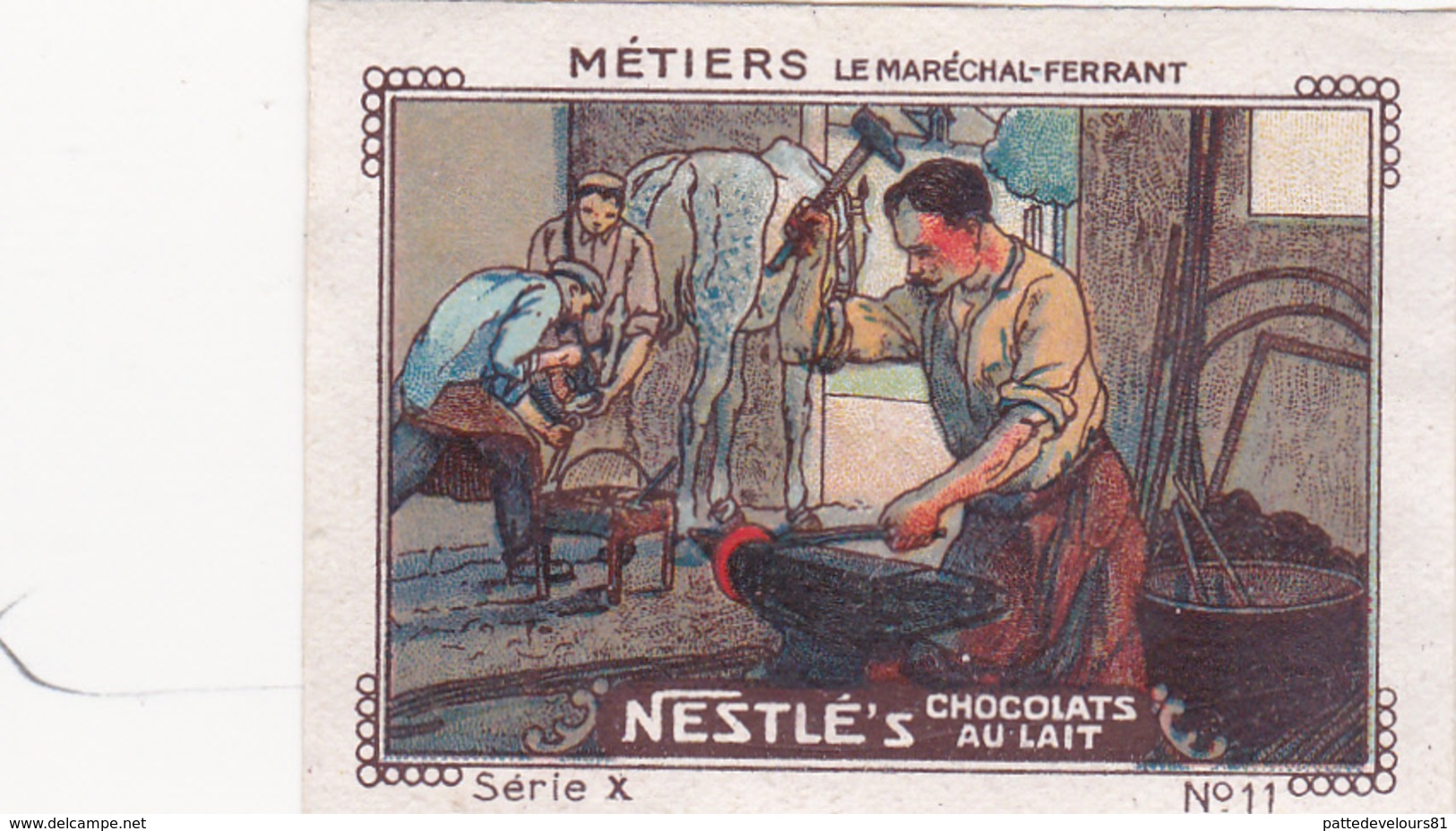 Chromo Publicitaire 4 X 6 Les Métiers Le Maréchal-Ferrant - Nestlé