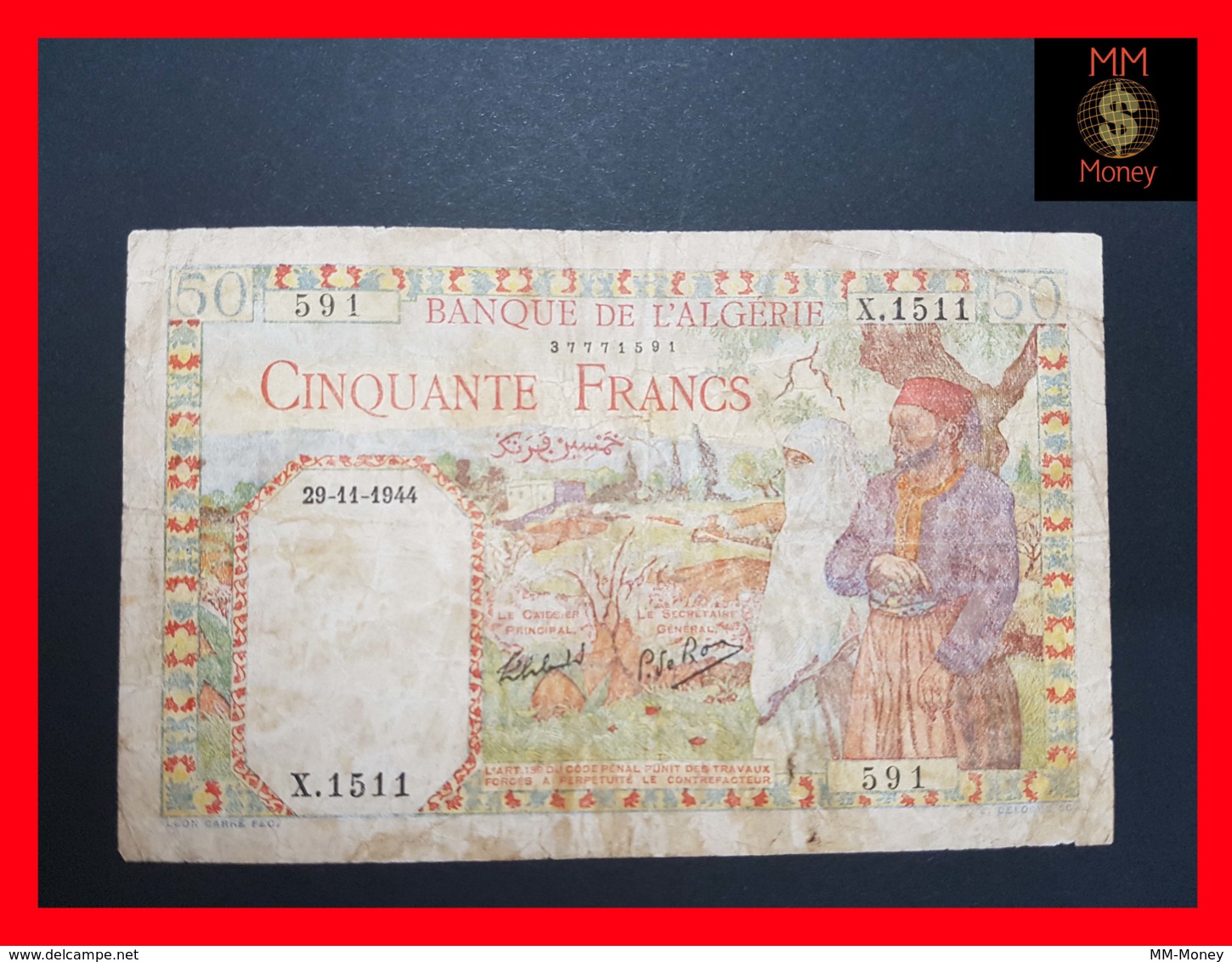 Algeria  50 Francs 29.11.1944  P. 87  F - Argelia