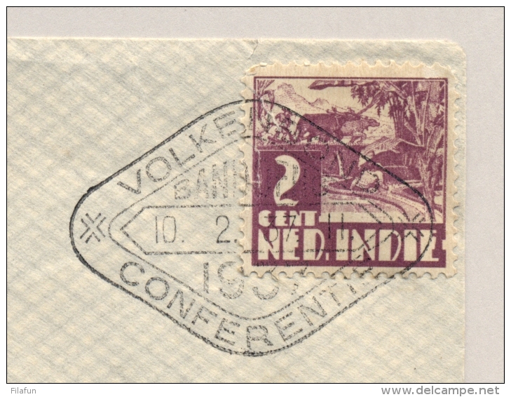 Nederlands Indië - 1937 - 2 Cent Karbouwen Met Propagandastempel VOLKENBOND CONFERENTIE Lokaal Bandoeng - Nederlands-Indië