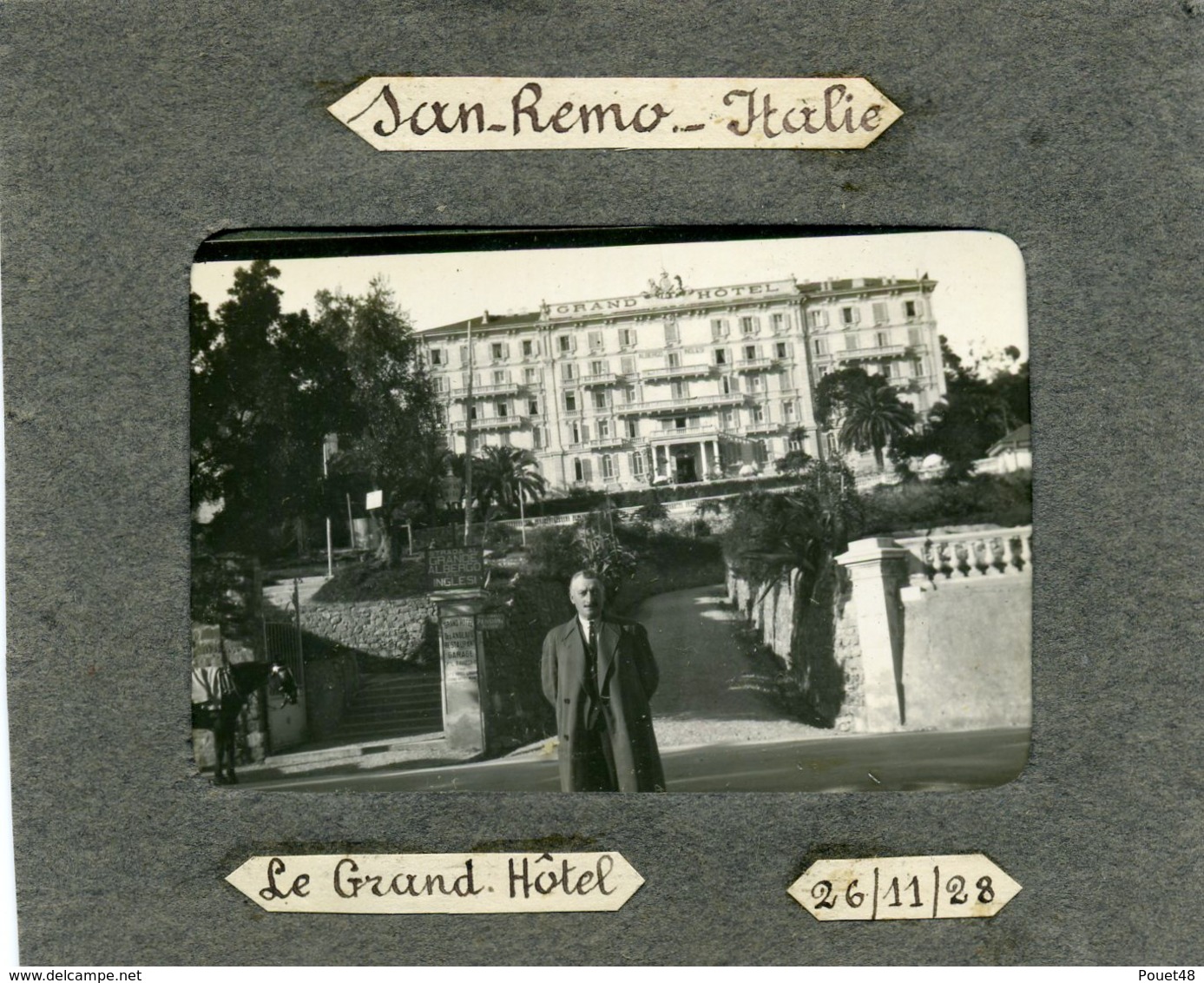 ITALIE - Photo De SAN REMO: Le Grand Hôtel, 26/11/1928 - Lieux