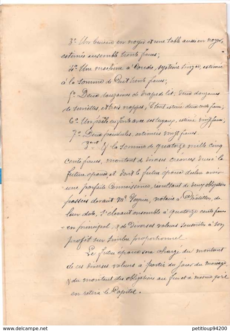 ACTE NOTARIE Mariage ETUDE Luc-en-Diois DROME Juillet 1888 - Manuscripts