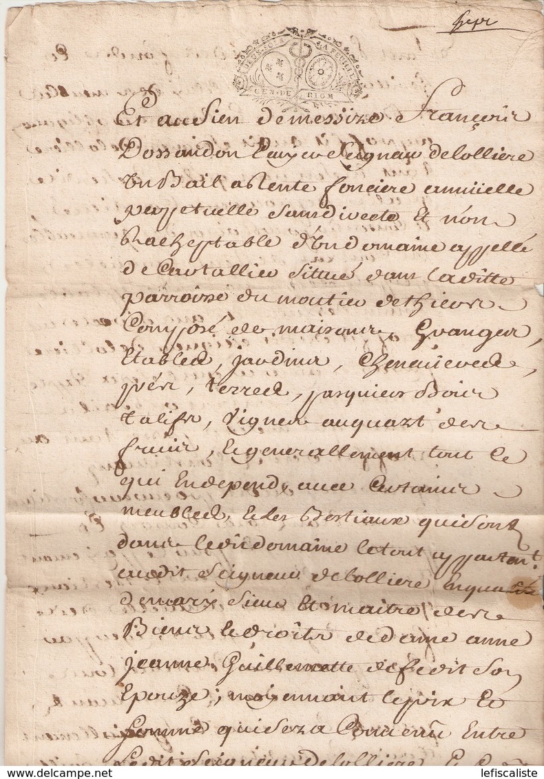Papier Timbré Généralité De Riom - Matasellos Generales