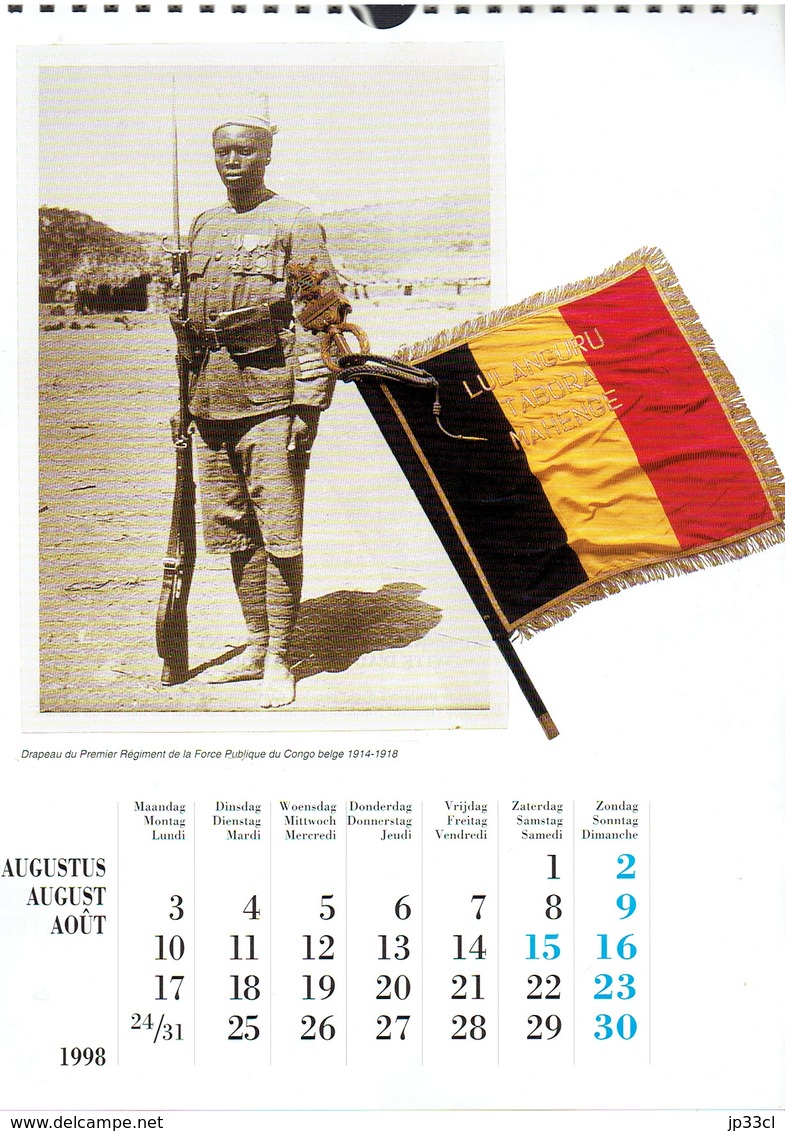 Drapeaux Fanions Etendards Calendrier 1998 De L'Institut National Des Invalides De Guerre Et Anciens Combattants - Groot Formaat: 1991-00