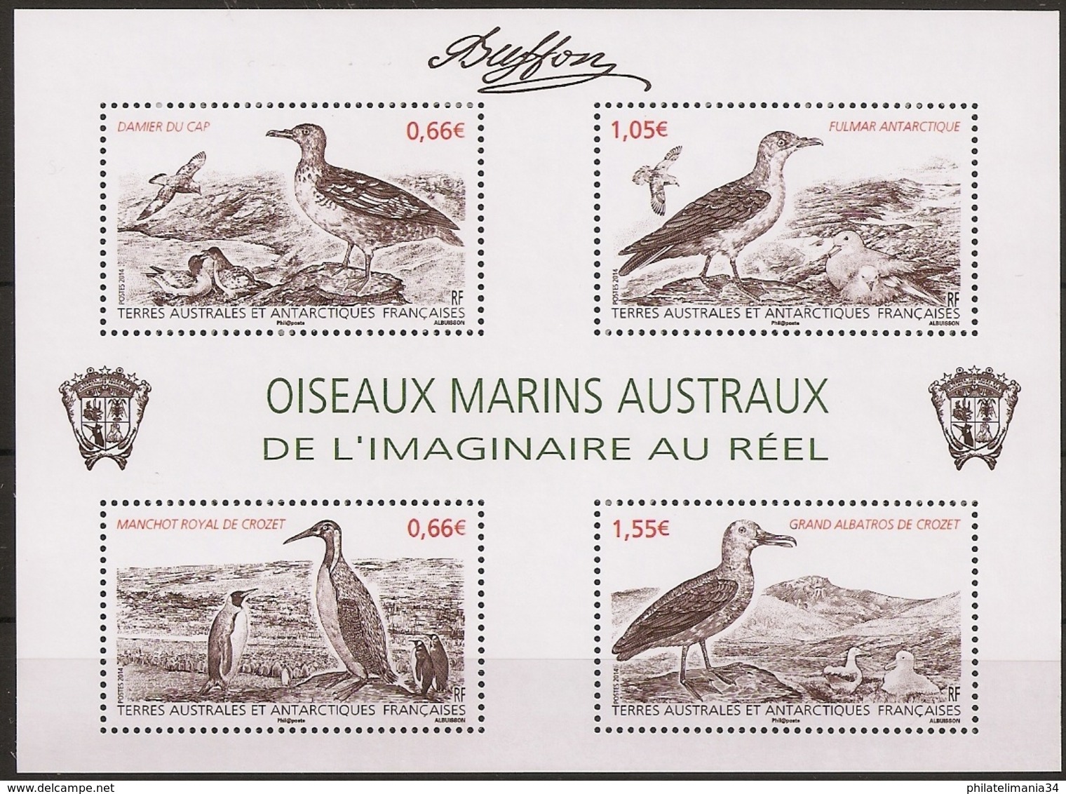 TAAF 2014 - Oiseaux Marins Austraux : De L'imaginaire Au Réel - Blocs-feuillets