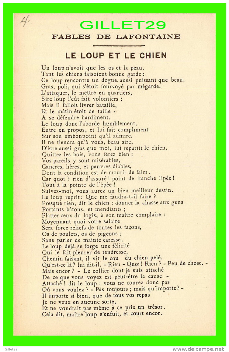 FABLES DE LAFONTAINE D'APRÈS GUSTAVE DORÉ - LE LOUP ET LE CHIEN - COLLECTION KOLARSINE &amp; SOLUTION PATTAUBERGE - - Contes, Fables & Légendes