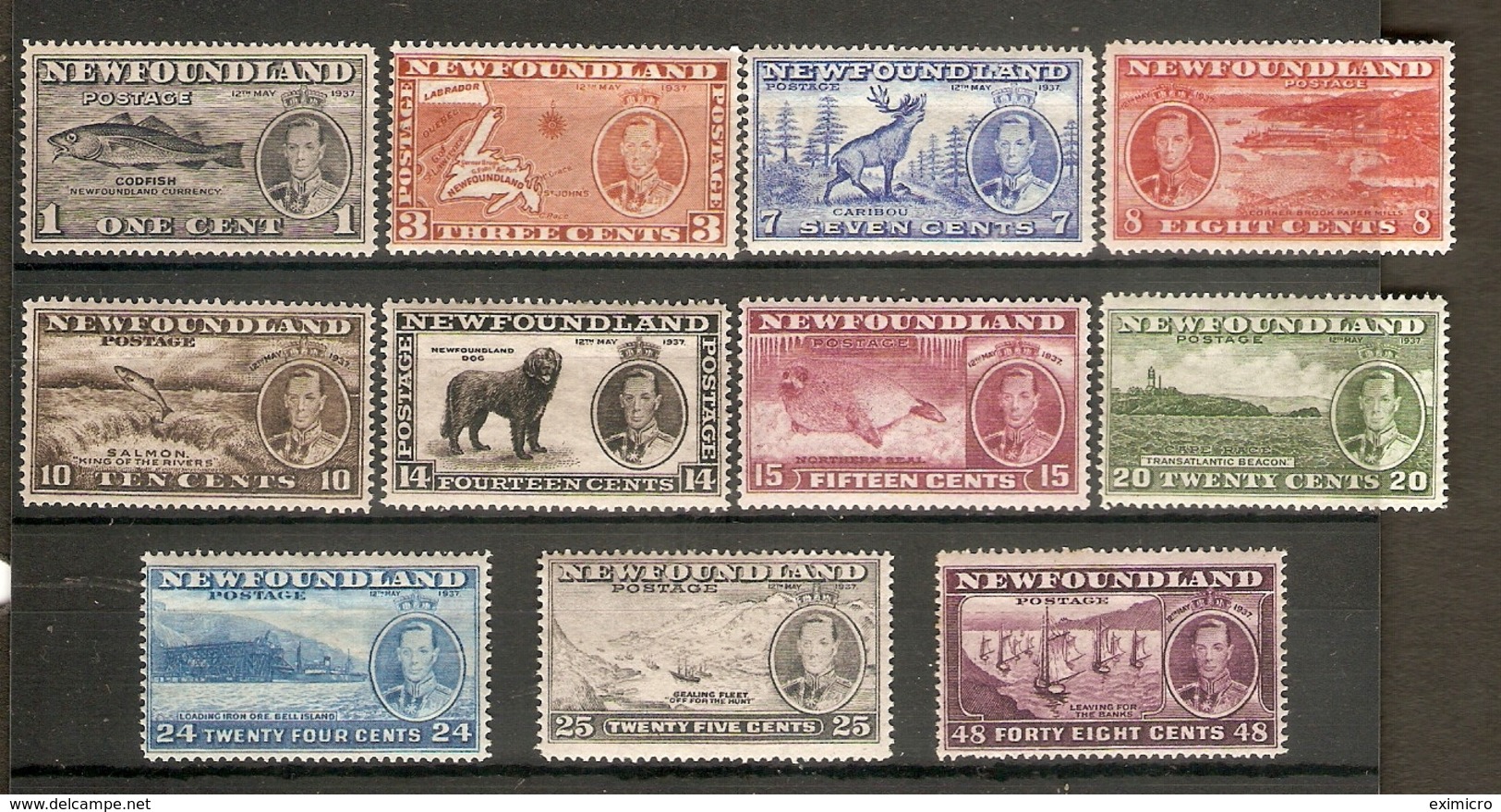 NEWFOUNDLAND 1937 CORONATION LONG SET OF 11 STAMPS SG 257d/267 UNMOUNTED MINT Cat £93+ - 1908-1947