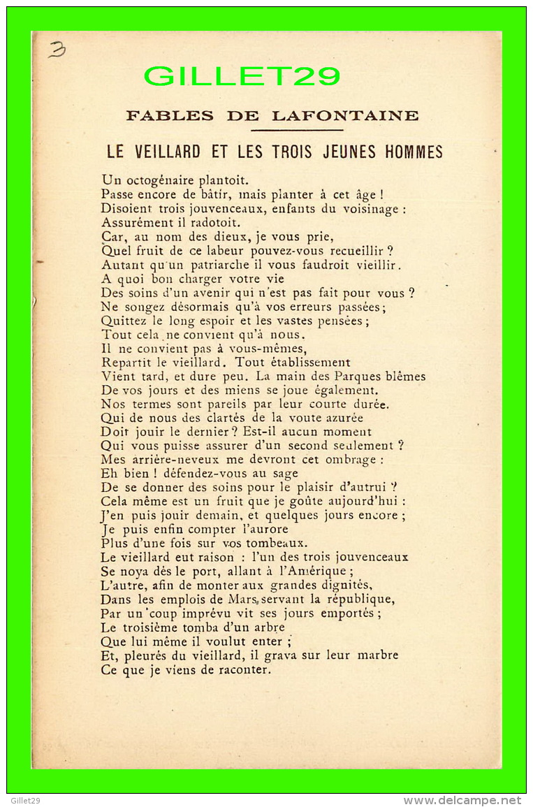 FABLES DE LAFONTAINE D'APRÈS GUSTAVE DORÉ - LE VIEILLARD &amp; LES TROIS - COLLECTION KOLARSINE &amp; SOLUTION PATTAUBER - Contes, Fables & Légendes