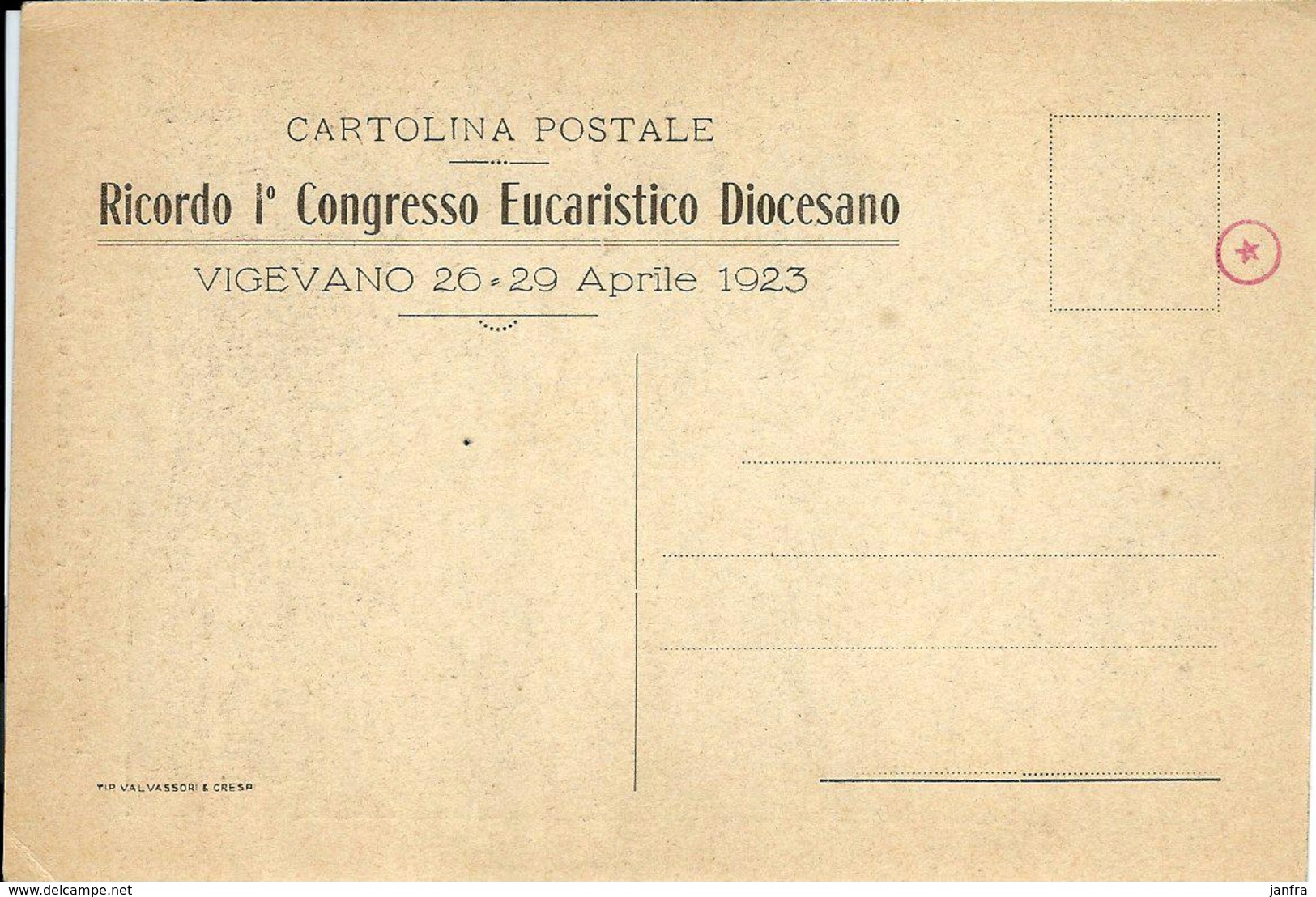 VIGEVANO - RICORDO I° CONGRESSO EUCARISTICO DIOCESANO - 26-29 APRILE 1923 - Vigevano