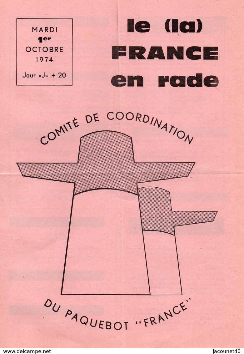 Paquebot France Journal De Grève Du 1ier Octobre 1974 - Documentos Históricos