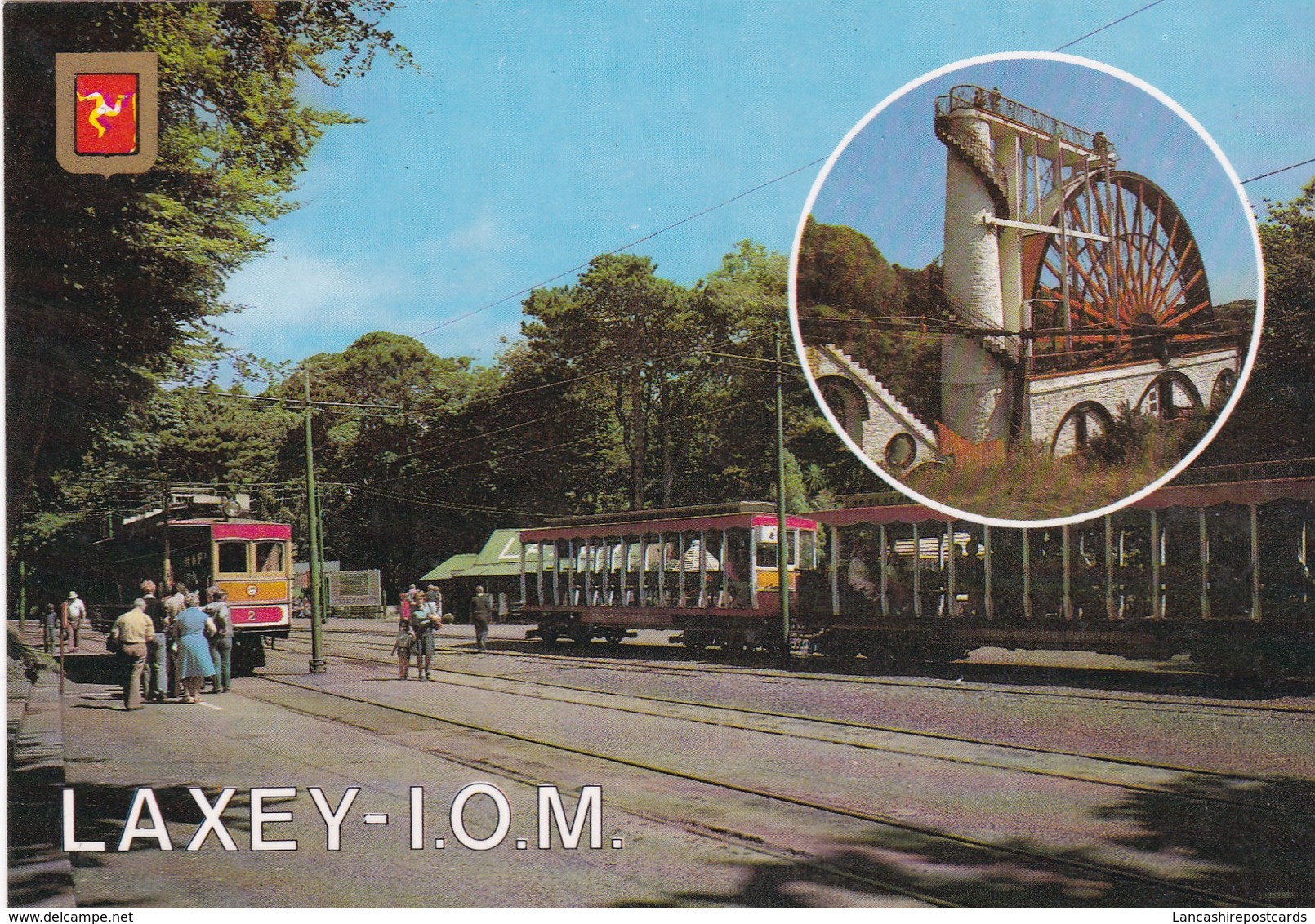 Postcard Laxey I O M Isle Of Man With Train / Tram My Ref  B22826 - Isle Of Man