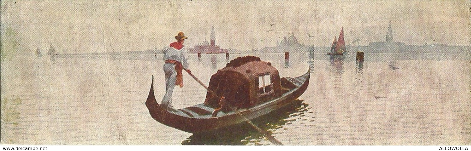 868 " VENEZIA - GONDOLA  "  MINI-CARTOLINA ILLUSTRATA ORIG   NON SPED - Venezia