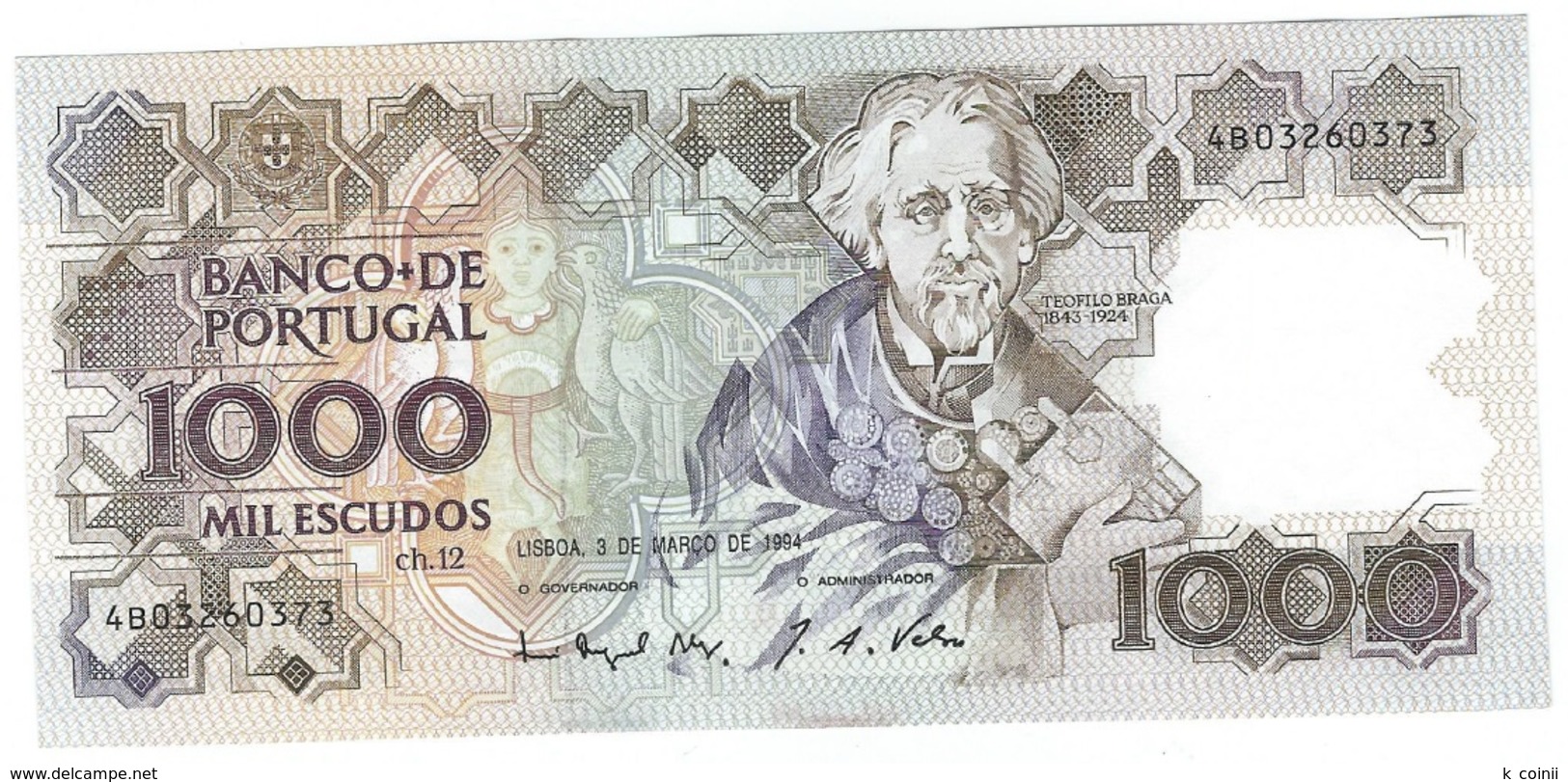 Portugal - 1000 Escudos (1000$00) 1994 3 March - UNC - Portogallo