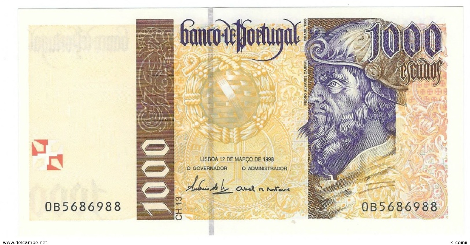 Portugal - 1000 Escudos (1000$00) 1998 12 March - UNC - Portugal