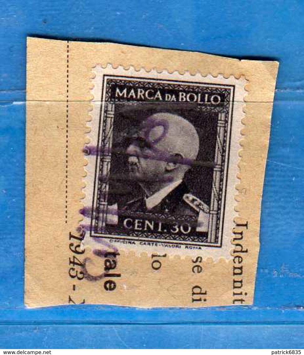 Italia -1939 °  Marche Da Bollo A Tassa Fissa. £ 30 Usato.Fil Corona D.14  Unif 128.  Vedi Descrizione - Autres & Non Classés