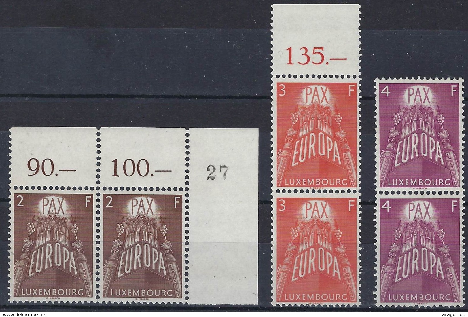 1957 Série Europa, 6 Timbres/doublettes, Neuf, Gomme, Sans Charnière: Michel: 572-574 (2scans) - Neufs
