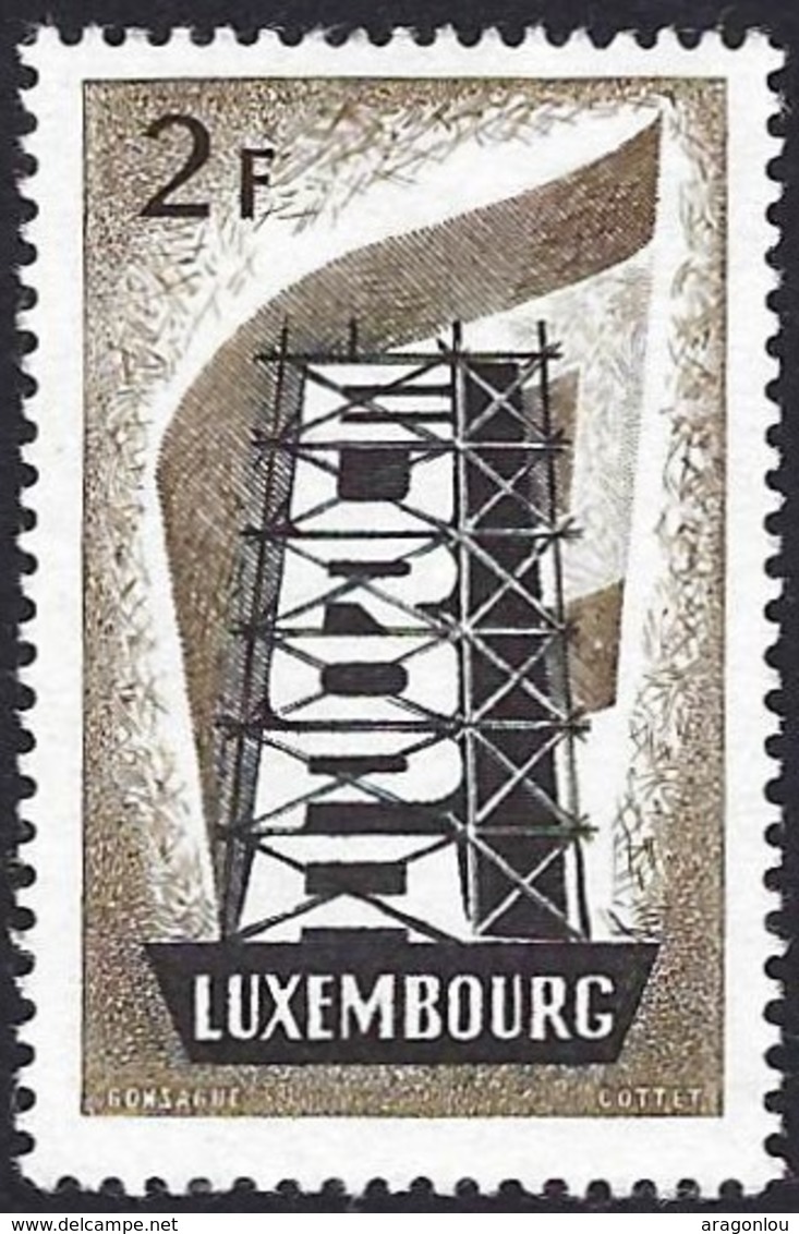 1956 Timbre Europa 2F. Brun/gris/noirâtre/noir, Neuf, Gomme, Sans Charnière Michel:555 (2scans) - Neufs