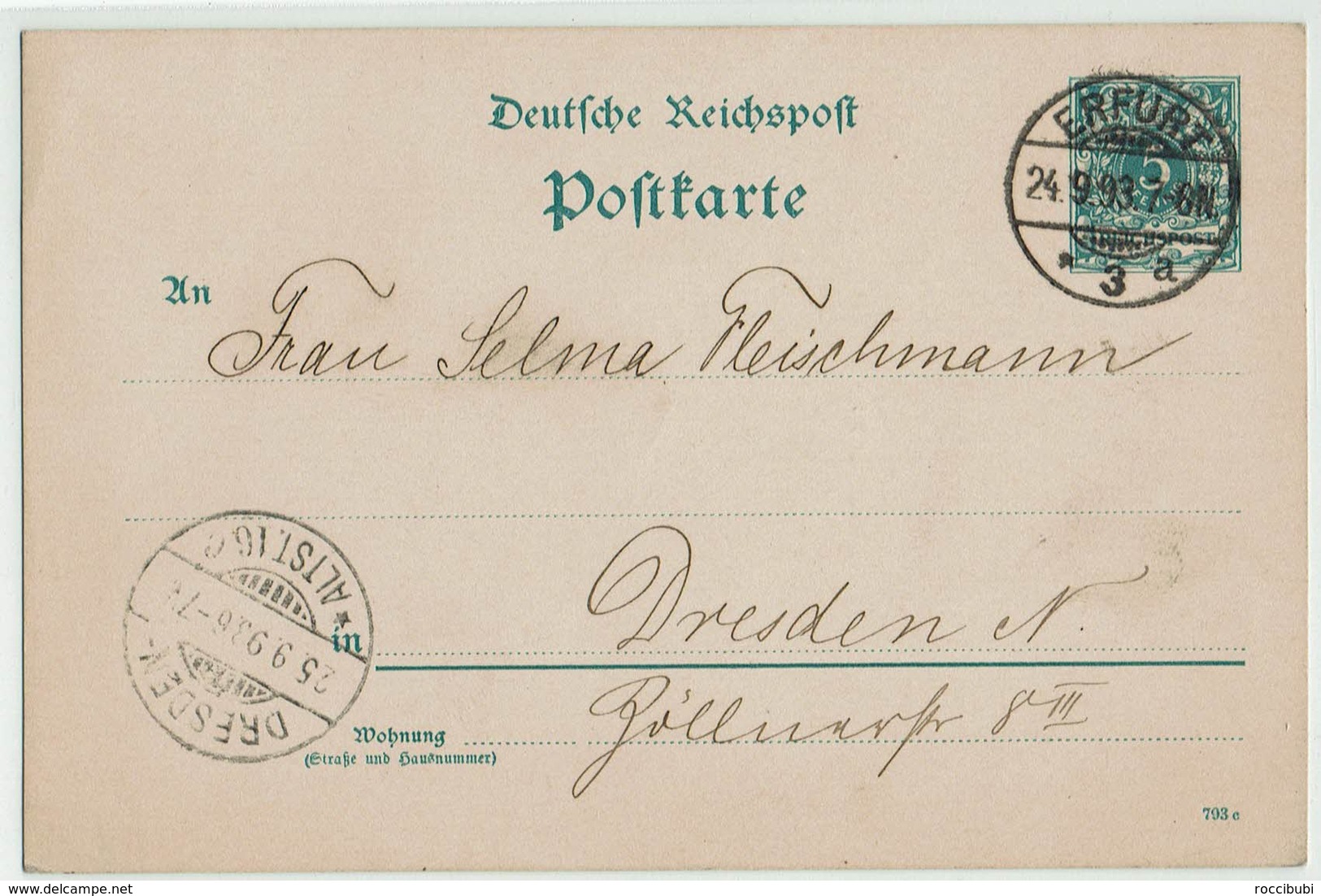 (026..958) Reichspostkarte 1893, Erfurt, Dresden - Sonstige & Ohne Zuordnung