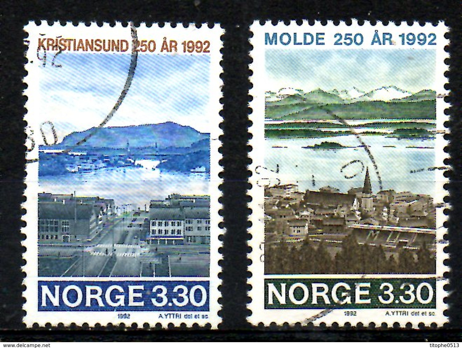 NORVEGE. N°1055-6 Oblitérés De 1992. Villes. - Gebraucht