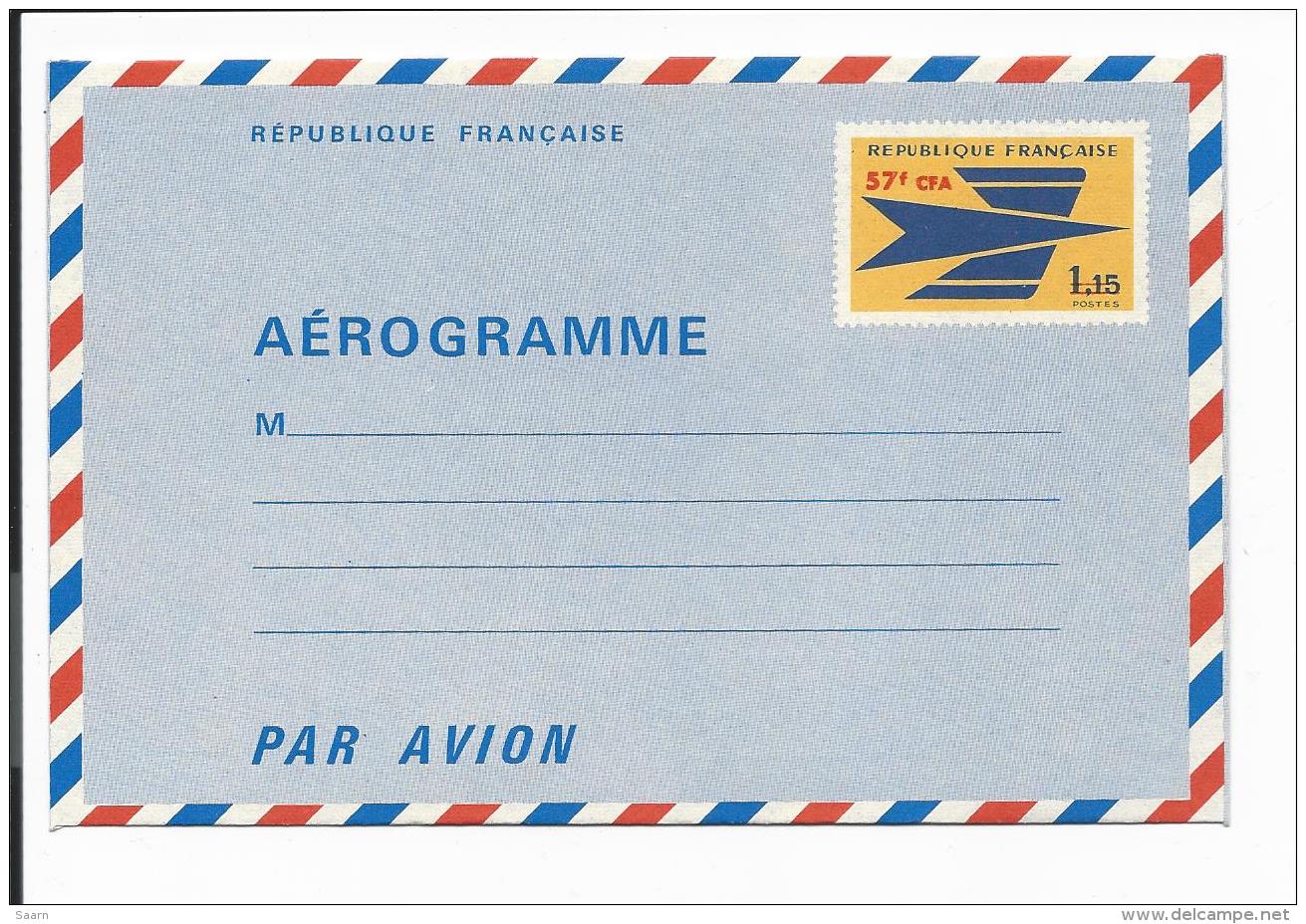 Reunion LF 2 ** -  57 Fr. CFA Auf 1,15 Fr. Aerogramm Von Frankreich - Luftpost