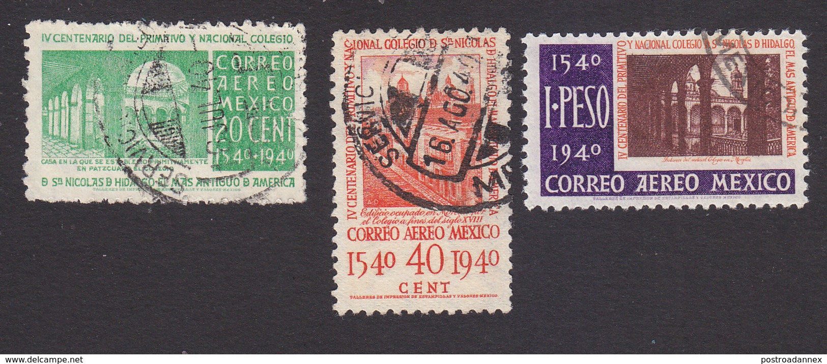 Mexico, Scott #C108-C110, Used, 400th Anniv Founding National College, Issued 1940 - Mexico