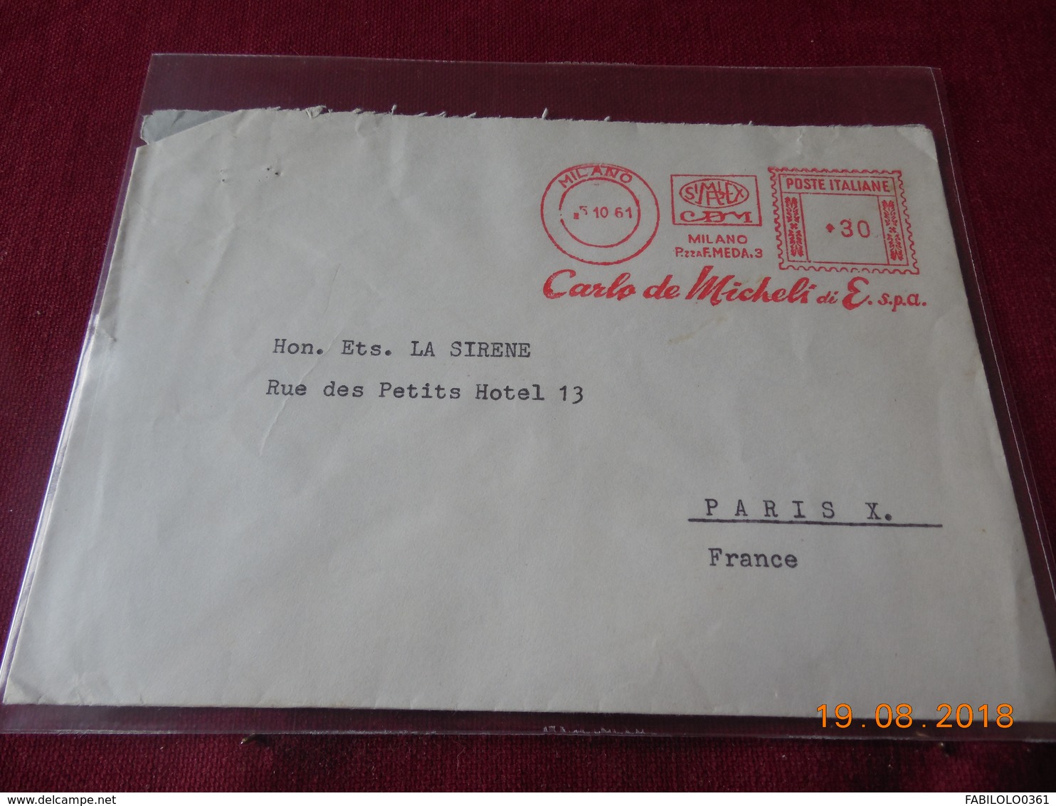 Deux Lettres D Italie A Destination De Paris Avec Affranchissement EMA (tres Beau) 1961-1962 - Macchine Per Obliterare (EMA)