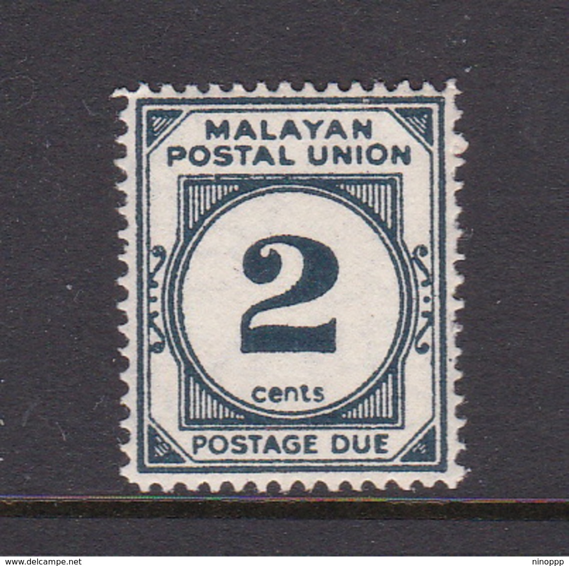 Malayan Postal Union D15 1953 Postage Due 2c Deep Slate Blue,mint Hinged - Malaya (British Military Administration)