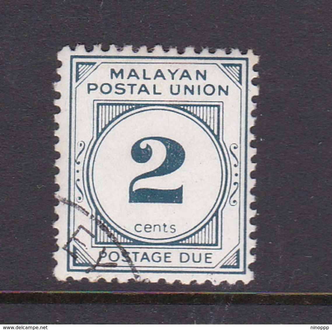 Malayan Postal Union D15a 1960 Postage Due 2c  Slate Blue,perf 12.5,used - Malaya (British Military Administration)