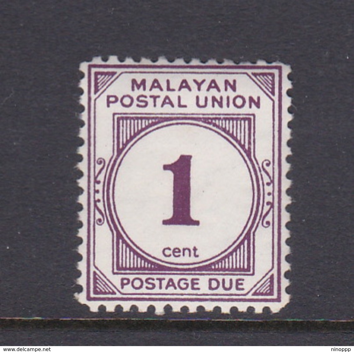 Malayan Postal Union D22a 1965 Postage Due 1c Plum Perf 12,mint Hinged - Malaya (British Military Administration)