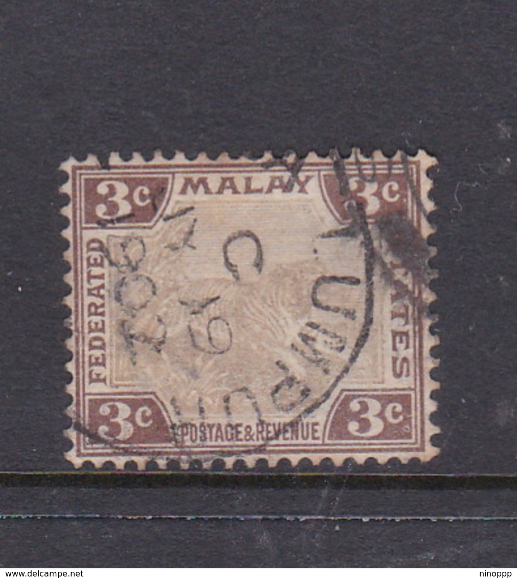 Malaysia-Federated Malay States, SG 16a 3c Grey And Brown,used - Malaya (British Military Administration)