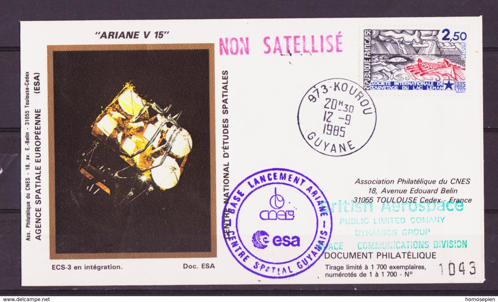 ESPACE - ARIANE Vol Du 1985/09 V15 - CNES - 5 Documents - Europe