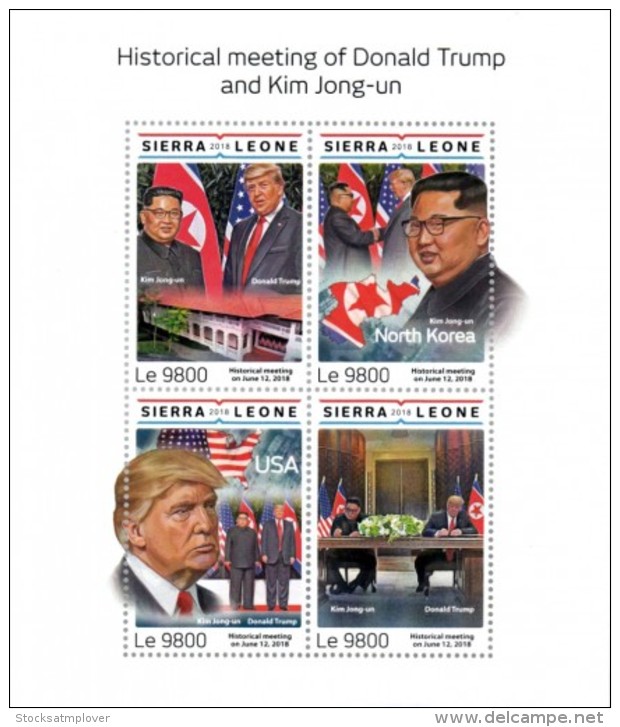 SIERRA LEONE 2018  US-DPR Korea Summit Singapore  Trump  And  Kim Jong-un  S201807 - Sierra Leone (1961-...)