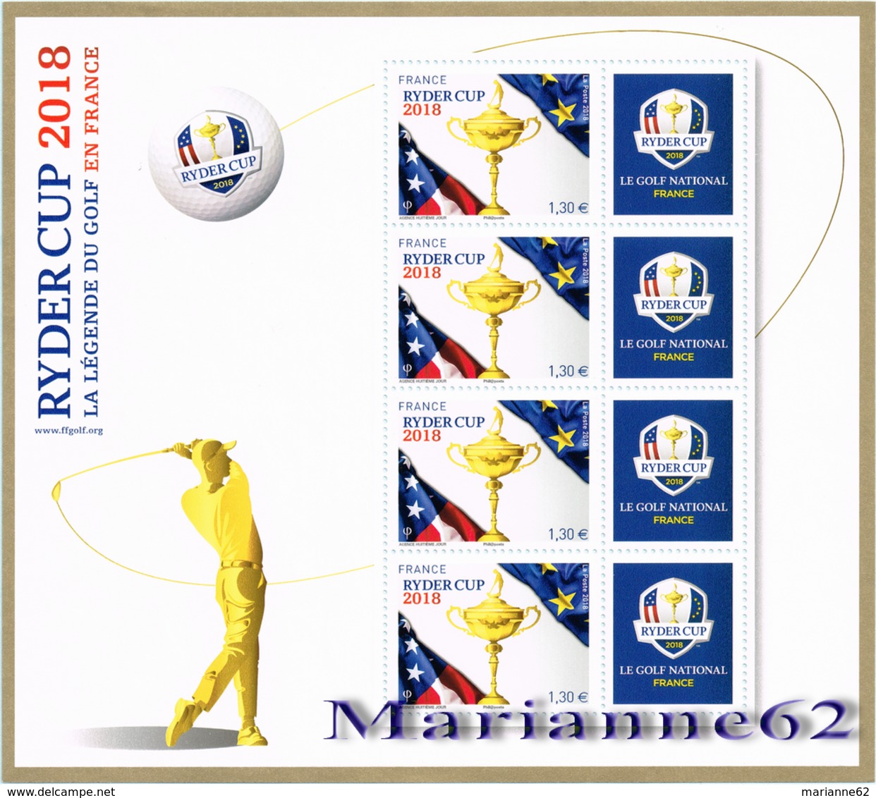 France 2018 BF La Légende Du Golf En France - RYDER CUP - MNH / Neuf - Golf