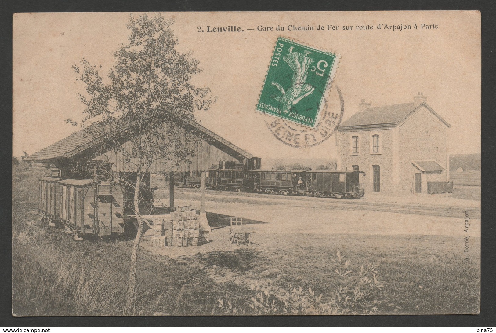 LEUVILLE  Gare De Chemin De Fer Sur La Route D'Arpajon / Ed. A Borné / Voyagée En Janvier 1910 / Train Tramway - Otros & Sin Clasificación